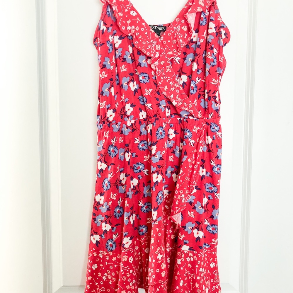 Express Red White & Blue floral dress